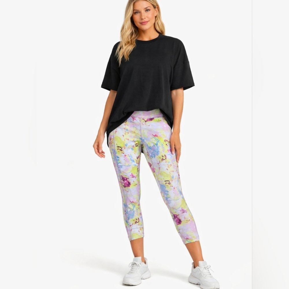 Tek Gear High Rise Workout Capri Leggings, Multicolor, Size L